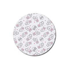 Cute Pattern With Easter Bunny Egg Rubber Coaster (round)