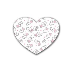 Cute Pattern With Easter Bunny Egg Rubber Heart Coaster (4 Pack)