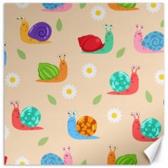 Seamless Pattern Cute Snail With Flower Leaf Canvas 20  X 20 