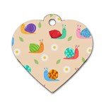 Seamless Pattern Cute Snail With Flower Leaf Dog Tag Heart (Two Sides) Front