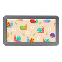 Seamless Pattern Cute Snail With Flower Leaf Memory Card Reader (mini)