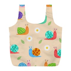 Seamless Pattern Cute Snail With Flower Leaf Full Print Recycle Bag (l) by Jancukart