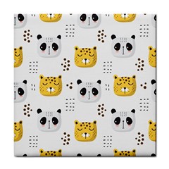 Seamless Pattern Cute Animals Tile Coaster