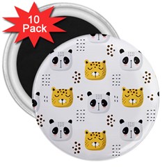 Seamless Pattern Cute Animals 3  Magnets (10 Pack) 