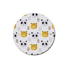 Seamless Pattern Cute Animals Rubber Coaster (round)