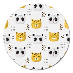 Seamless Pattern Cute Animals Magnet 5  (round)