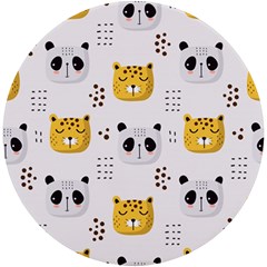 Seamless Pattern Cute Animals Uv Print Round Tile Coaster by Jancukart