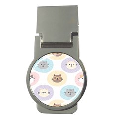 Cute Cat Seamless Pattern Background Money Clips (round) 