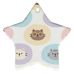 Cute Cat Seamless Pattern Background Star Ornament (two Sides)