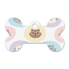 Cute Cat Seamless Pattern Background Dog Tag Bone (two Sides)