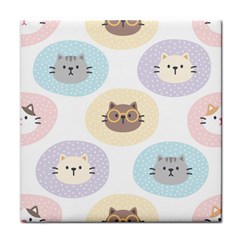 Cute Cat Seamless Pattern Background Face Towel by Jancukart