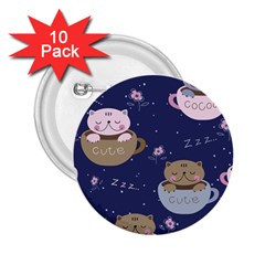 Cute Kittens Sleep Sweetly Mugs 2 25  Buttons (10 Pack) 