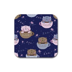 Cute Kittens Sleep Sweetly Mugs Rubber Square Coaster (4 Pack)