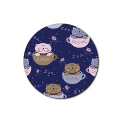 Cute Kittens Sleep Sweetly Mugs Rubber Round Coaster (4 Pack)