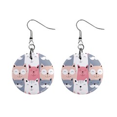 Cute Seamless Pattern With Cats Mini Button Earrings