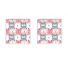 Cute Seamless Pattern With Cats Cufflinks (square)