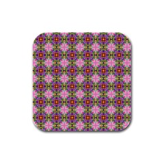 Seamless Psychedelic Pattern Rubber Square Coaster (4 Pack)