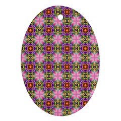 Seamless Psychedelic Pattern Oval Ornament (two Sides)