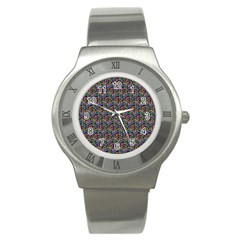 Seamless Prismatic Geometric Pattern With Background Stainless Steel Watch