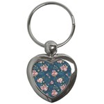 Vintage Flowers Pattern Key Chain (Heart) Front