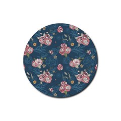 Vintage Flowers Pattern Rubber Coaster (round)