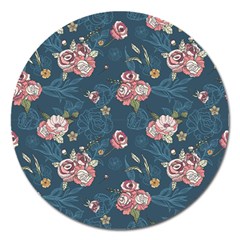 Vintage Flowers Pattern Magnet 5  (round)