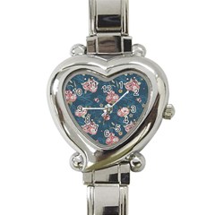 Vintage Flowers Pattern Heart Italian Charm Watch