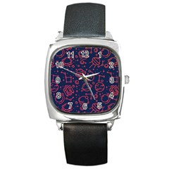 Seamless Space Pattern Square Metal Watch