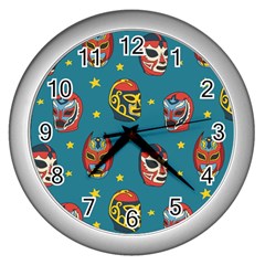 Mask Pattern Wall Clock (silver)