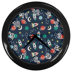 Cute-patterns- Wall Clock (black)