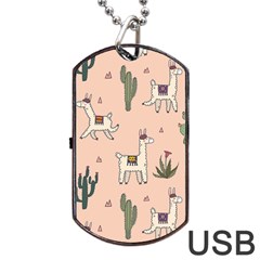 Llamas+pattern Dog Tag Usb Flash (one Side) by Jancukart