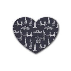 Nyc Pattern Rubber Heart Coaster (4 Pack)