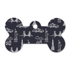 Nyc Pattern Dog Tag Bone (two Sides)