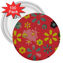 Aiflowers-pattern 3  Buttons (100 Pack) 