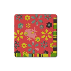 Aiflowers-pattern Square Magnet