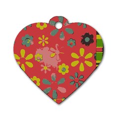 Aiflowers-pattern Dog Tag Heart (one Side)