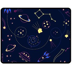 Cartoon-space-seamless-pattern-vectors Fleece Blanket (medium)  by Jancukart