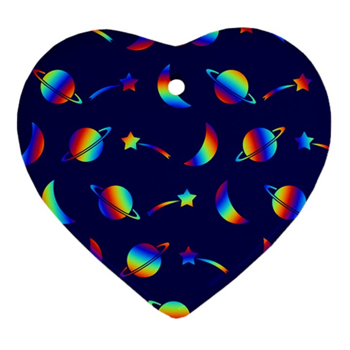 Space-pattern Colourful Heart Ornament (Two Sides)