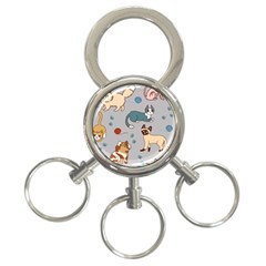 Cats Pattern 3-ring Key Chain