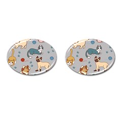 Cats Pattern Cufflinks (oval) by Jancukart