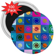 Space-pattern Multicolour 3  Magnets (100 Pack)