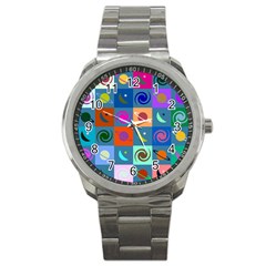 Space-pattern Multicolour Sport Metal Watch