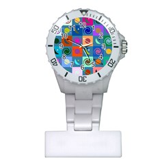 Space-pattern Multicolour Plastic Nurses Watch by Jancukart