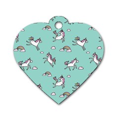 Unicorn Patterns Dog Tag Heart (one Side)