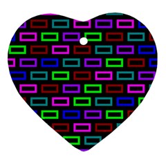 Colourful Bricks Pattern Colour Ornament (heart)