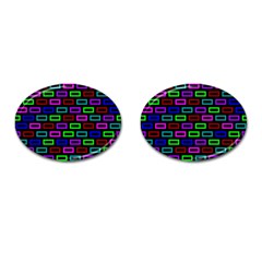 Colourful Bricks Pattern Colour Cufflinks (oval)