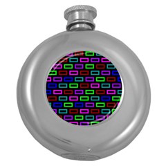 Colourful Bricks Pattern Colour Round Hip Flask (5 Oz)