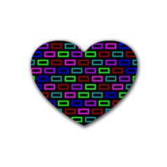 Colourful Bricks Pattern Colour Rubber Coaster (heart)