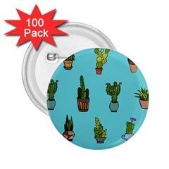 Succulents Teal Back 2 25  Buttons (100 Pack) 
