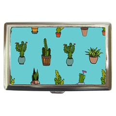 Succulents Teal Back Cigarette Money Case